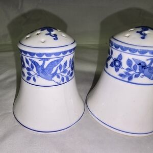 Vintage Phoenix Phoenixware Blue and White Salt and Pepper Shakers